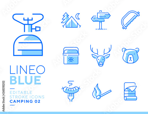 Lineo Blue - Camping and Outdoor line icons