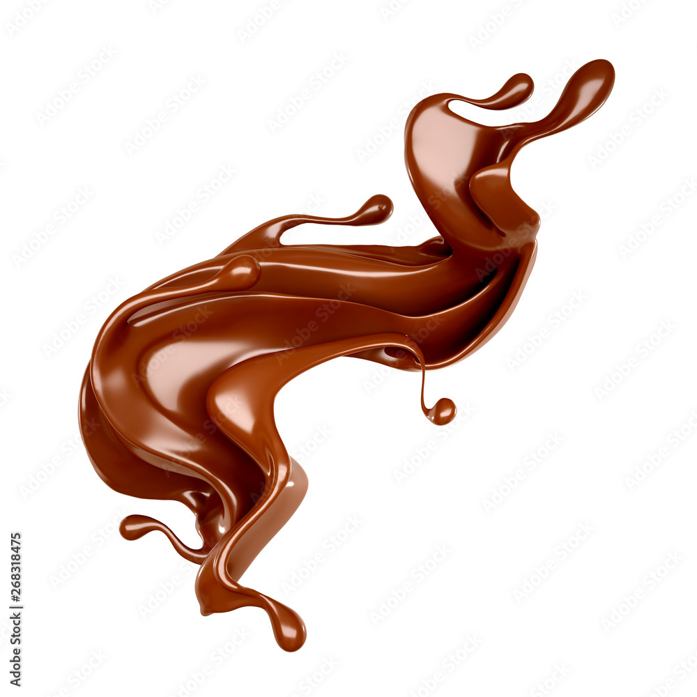Splash of chocolate 3d illustration, 3d rendering. Splash of chocolate 3d illustration, 3d rendering.