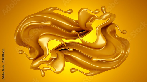 Caramel splash 3d illustration, 3d rendering.