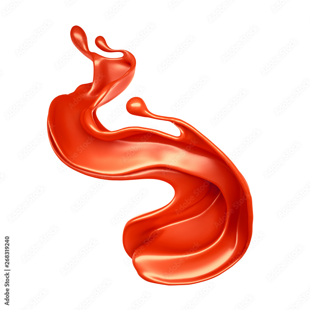 Fototapeta premium Splash of red liquid. 3d illustration, 3d rendering.