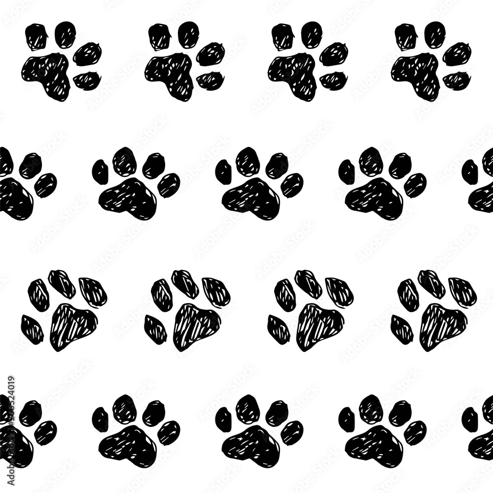Fototapeta premium cat dog tracks pattern ink hand draw