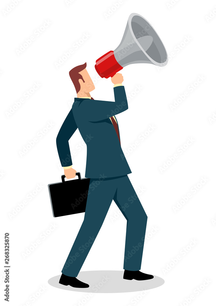 Fototapeta premium Businessman using a megaphone