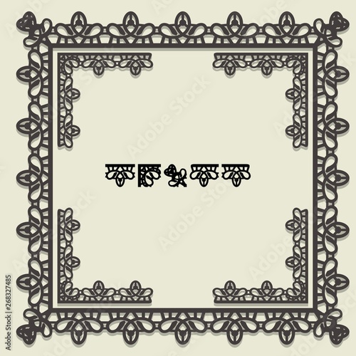 Square lace frame, corner elements and pattern brush set.