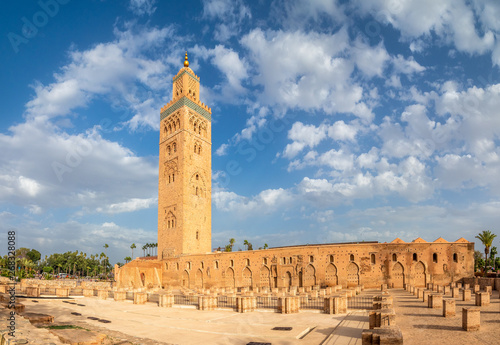 Koutoubia Mosque minaret at medina quarter of Marrakesh, Morocco