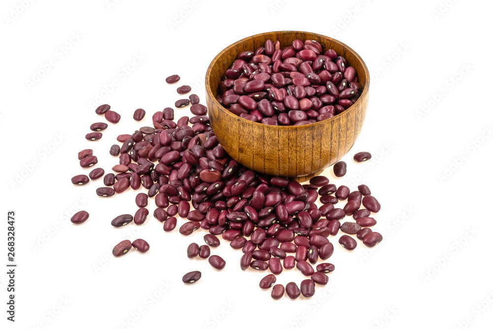 Red beans in a wooden dishes isolated on white background Red beans in a wooden dishes isolated on white background