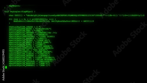 encrypted programming security hacking code data flow stream on display new quality numbers letters coding techno joyful video 4k stock image