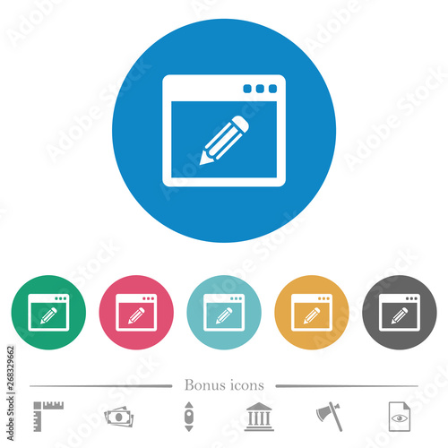 Application edit flat round icons