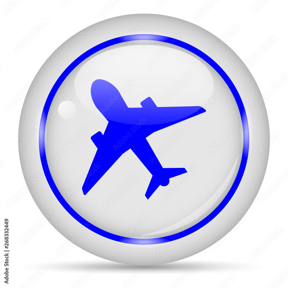Aircraft icon. White glossy round vector icon in eps 10. Editable modern design internet button on white background. Aircraft icon. White glossy round vector icon in eps 10. Editable modern design internet button on white background.