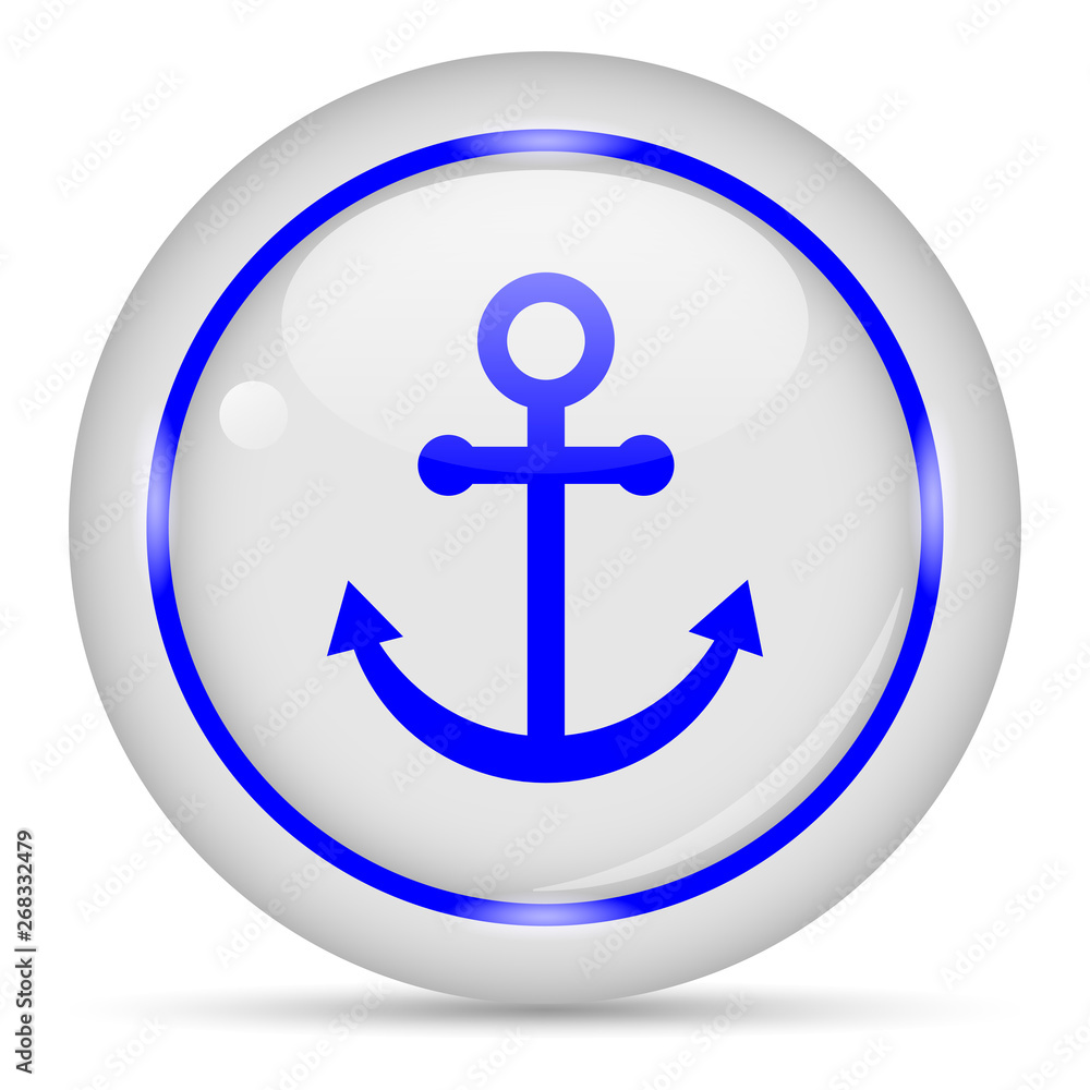 Anchor icon. White glossy round vector icon in eps 10. Editable modern design internet button on white background. Anchor icon. White glossy round vector icon in eps 10. Editable modern design internet button on white background.