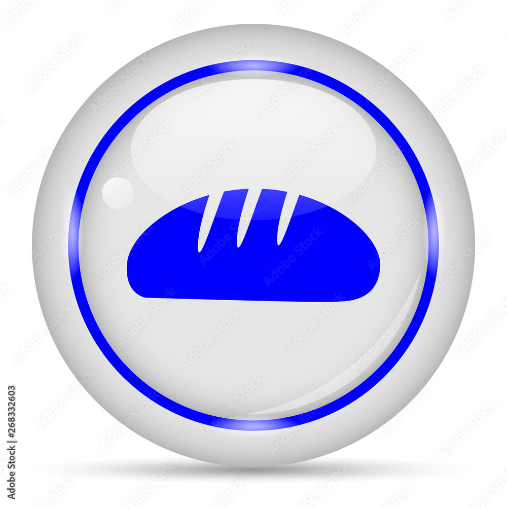 Bread icon. White glossy round vector icon in eps 10. Editable modern design internet button on white background. Bread icon. White glossy round vector icon in eps 10. Editable modern design internet button on white background.