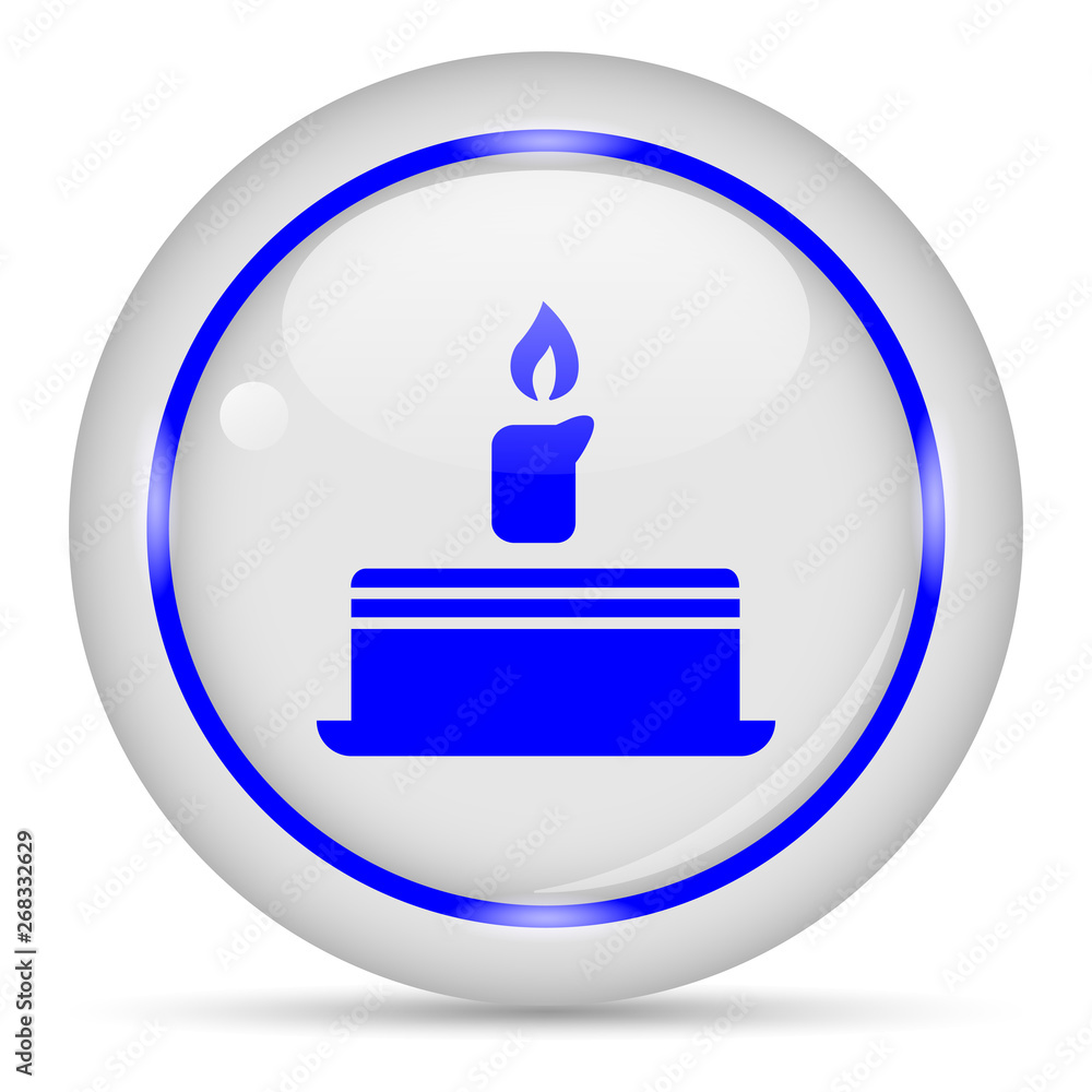 Cake icon. White glossy round vector icon in eps 10. Editable modern design internet button on white background. Cake icon. White glossy round vector icon in eps 10. Editable modern design internet button on white background.