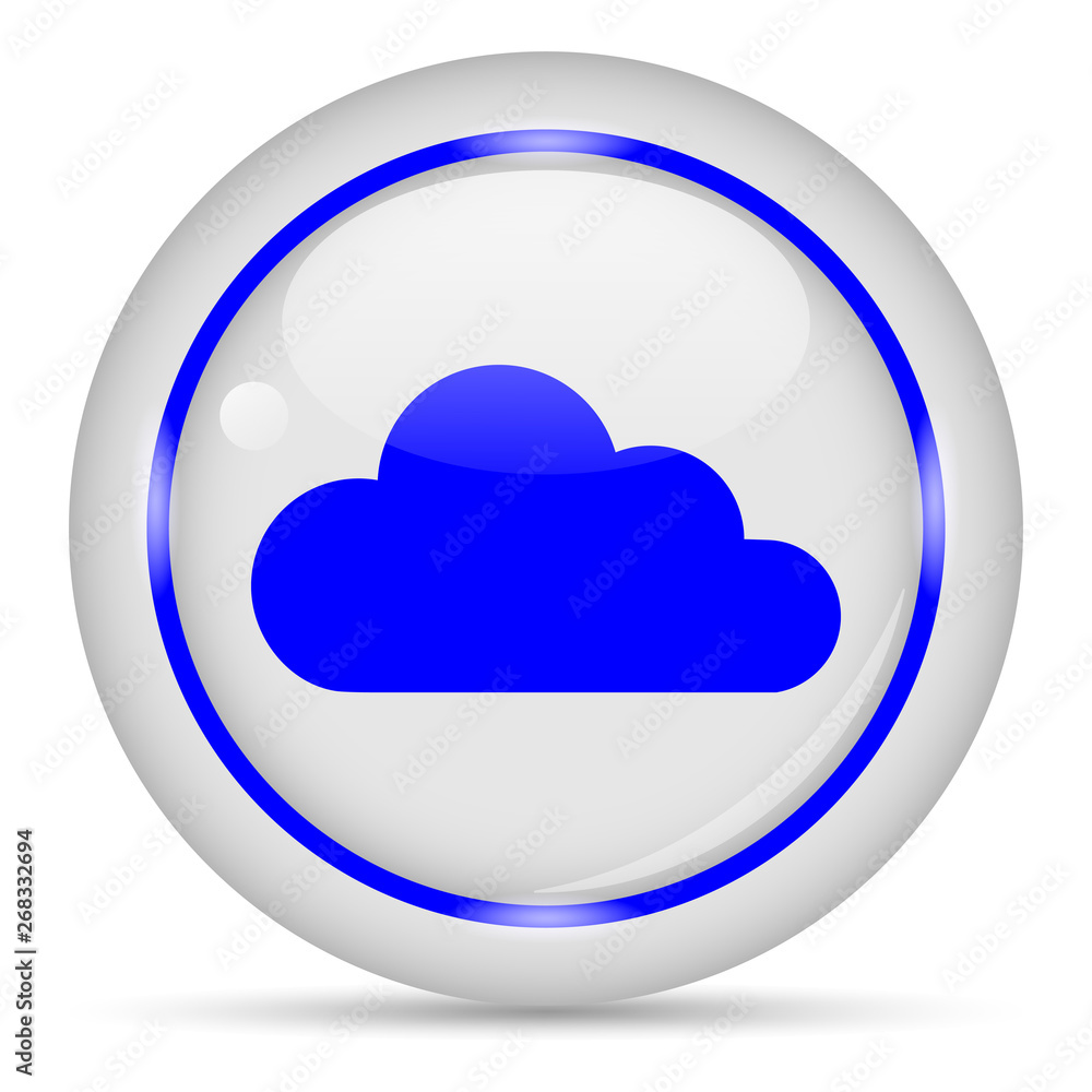 Cloud icon. White glossy round vector icon in eps 10. Editable modern design internet button on white background. Cloud icon. White glossy round vector icon in eps 10. Editable modern design internet button on white background.