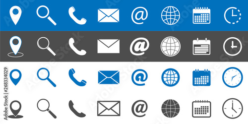 Set of web icons. Contact icons. Vector illustration.