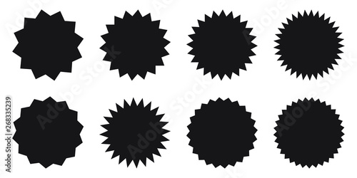 Set of vector starburst, sunburst badges. Design elements - best for sale sticker, price tag, quality mark. Flat vector illustration isolated on white background.