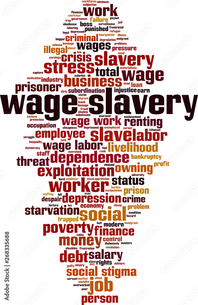 Wage slavery word cloud