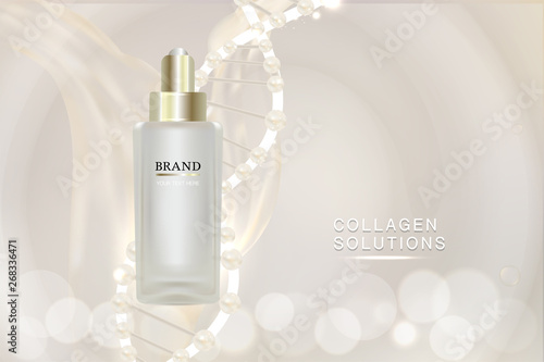 Beauty product, white cosmetic container with advertising background ready to use, luxury skin care ad, illustration vector.