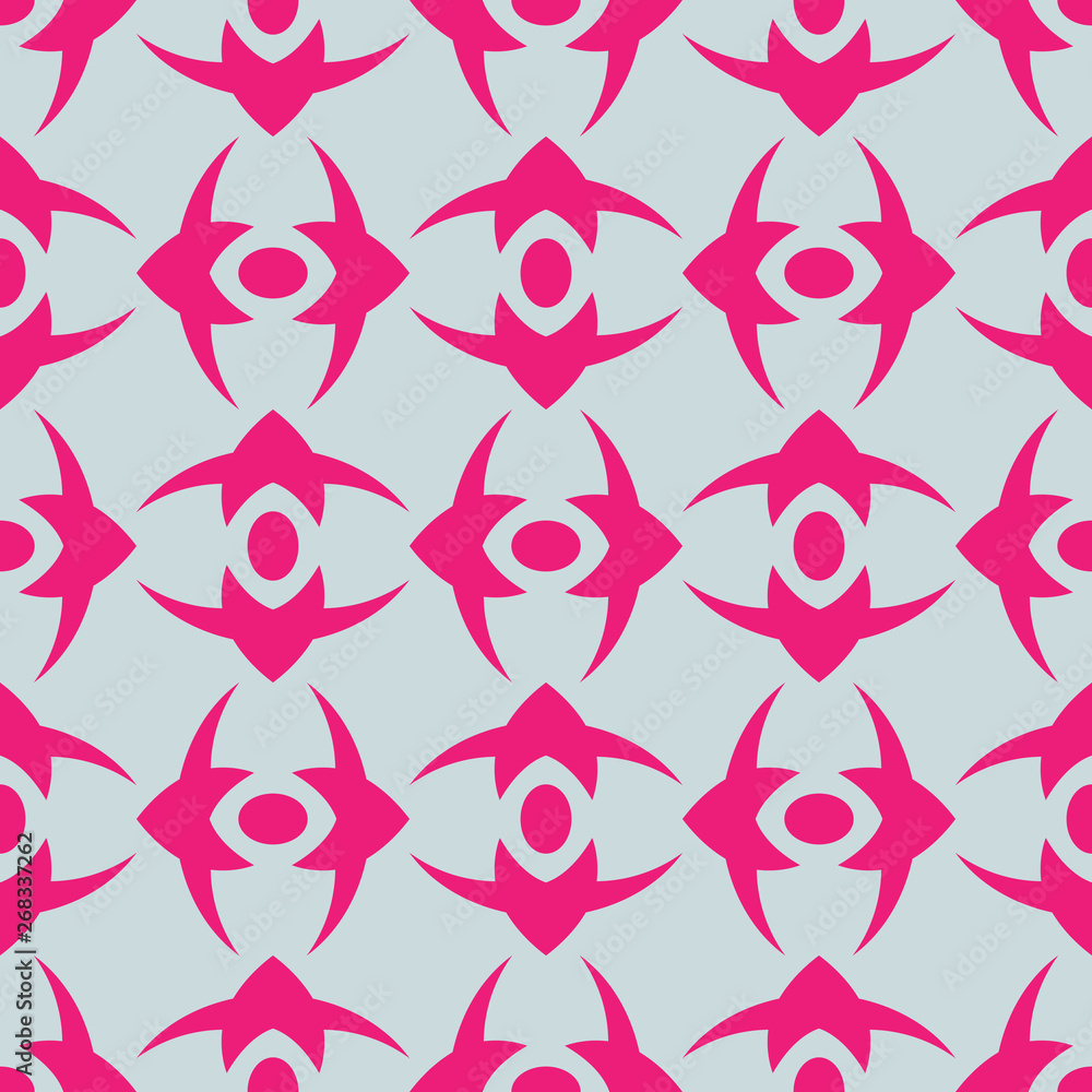 Seamless pattern with ordered arrangement of abstract geometric shapes. Image of pink shapes on a silver background. Colorful illustration. Vector EPS10 Seamless pattern with ordered arrangement of abstract geometric shapes. Image of pink shapes on a silver background. Colorful illustration. Vector EPS10