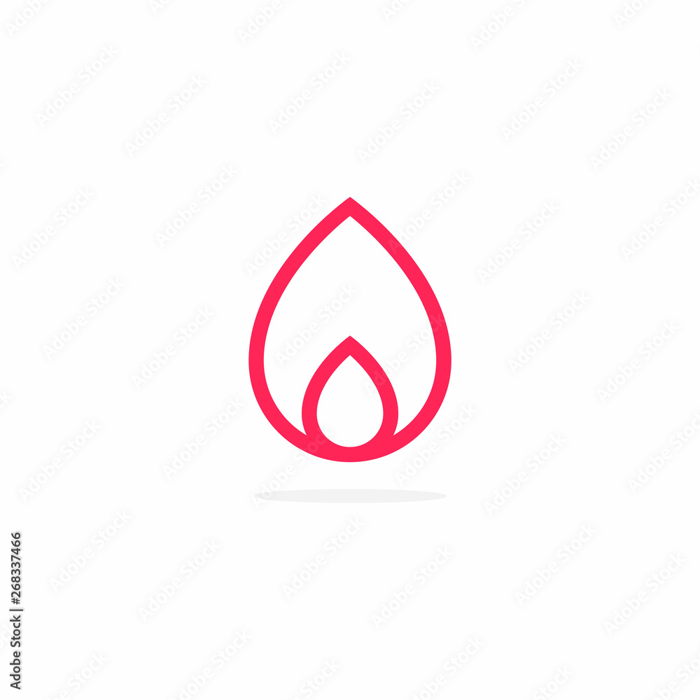 Vector Icon for Installing Plumbing Company Flame and Water Drip Vector Icon for Installing Plumbing Company Flame and Water Drip