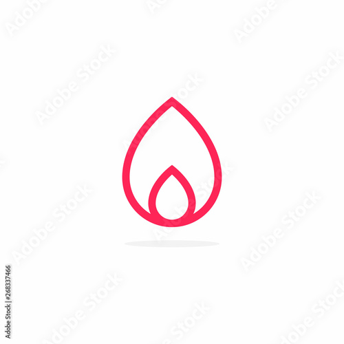 Vector Icon for Installing Plumbing Company Flame and Water Drip