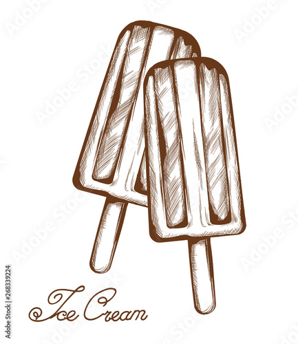 Ice cream Vector line art. Delicious summer sweets illustrations