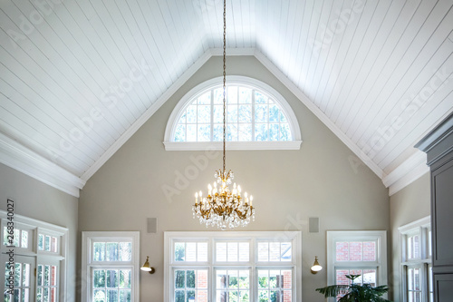Open Concept Living Room Den with Vaulted Ceilings and Lots of Windows with a Neutral color palette