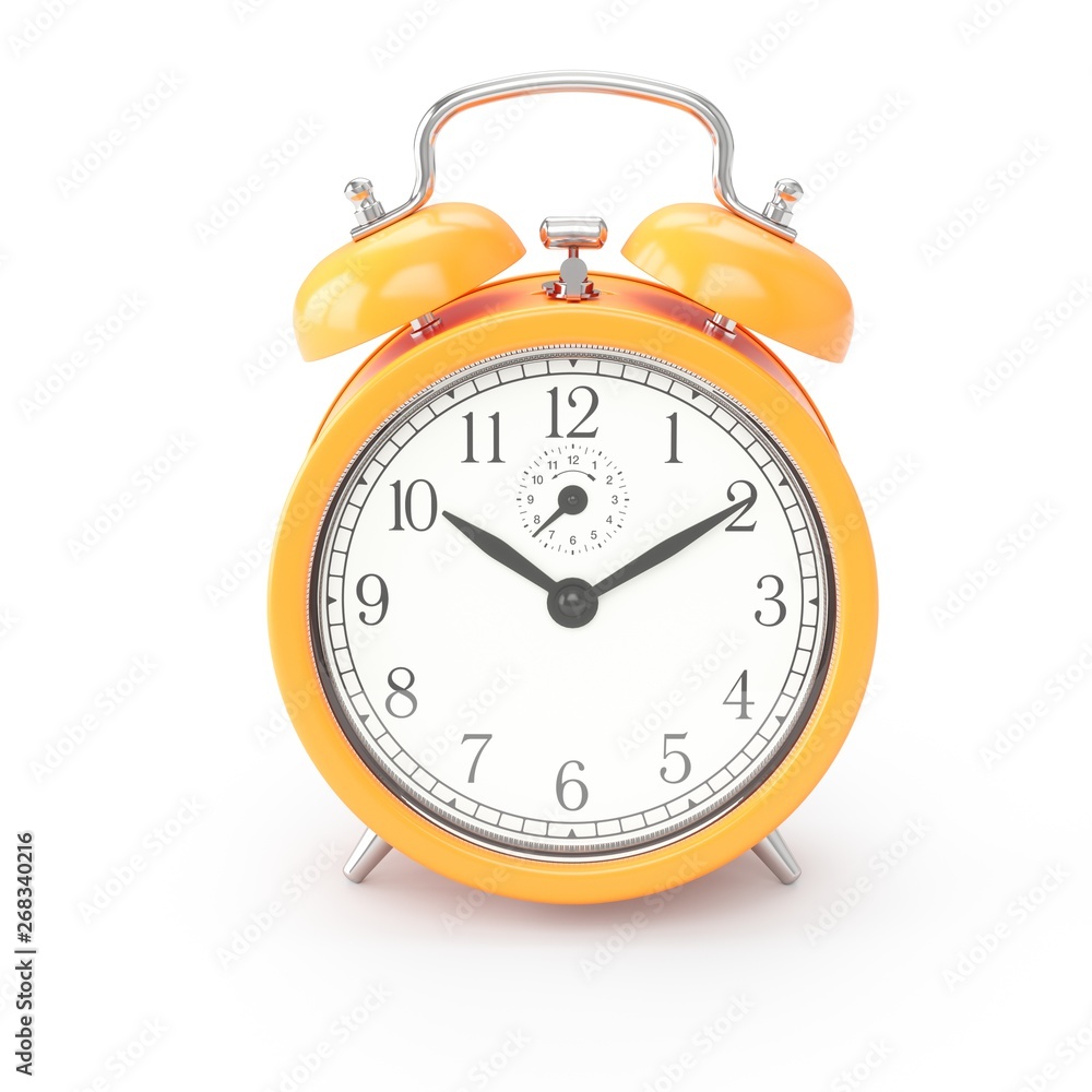 3D rendering orange alarm clock isolated on white background 3D rendering orange alarm clock isolated on white background
