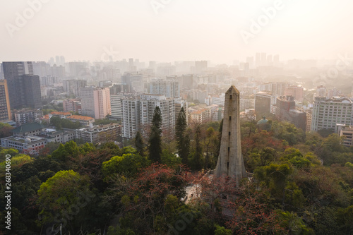 sun yat-sen monument with city skyline