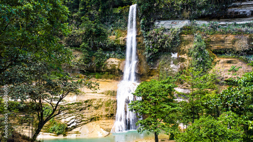 A giant waterfall found deep in the jungle on the island of Bohol  Philippines