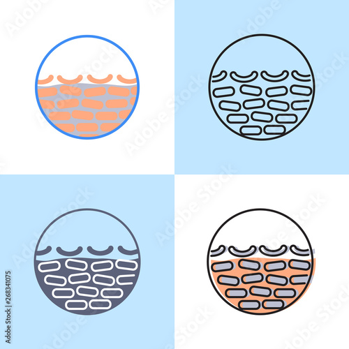 Dry skin icon set in flat and line style