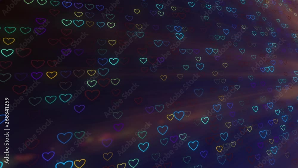 Wall with floating hearts, neon hearts Wall with floating hearts, neon hearts