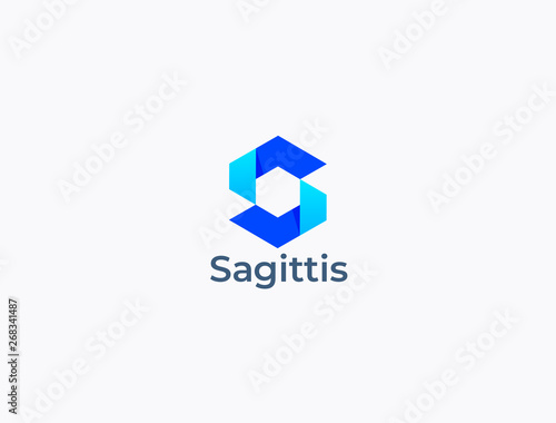 Modern creative  letter S logotype. Abstract hexagon logo. Creative dynamic round logotype. Connection symbol.