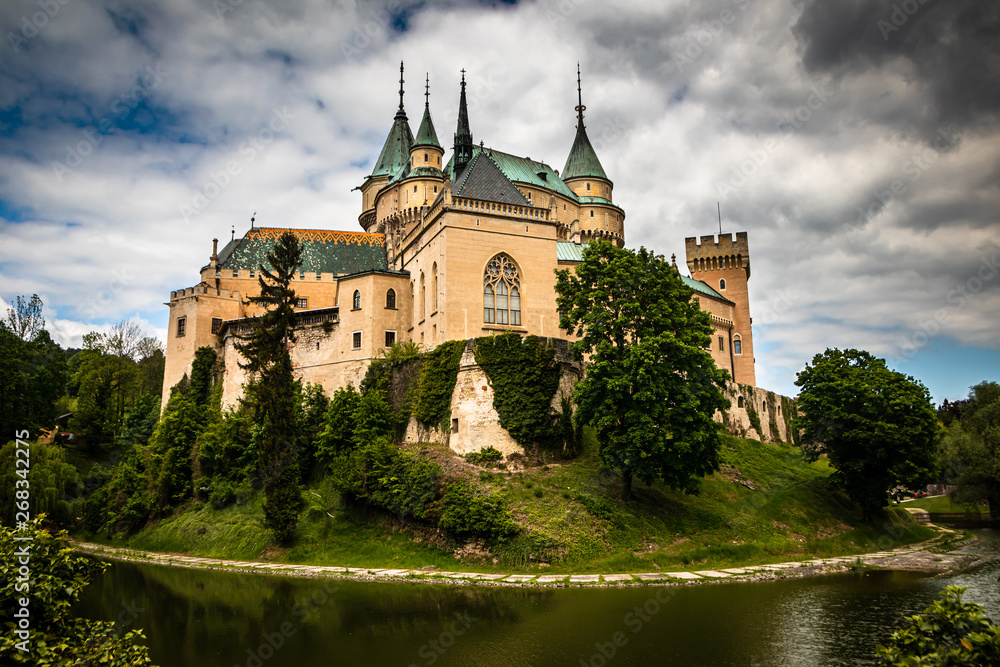 Fototapeta premium Bojnice medieval castle, UNESCO heritage in Slovakia. Romantic castle with gothic and Renaissance elements built in 12th century.