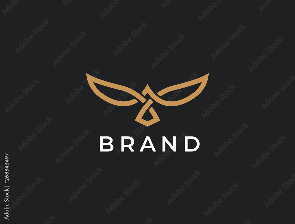 Flying Bird vector logo. Luxury bird, eagle, hawk, vector line logotype design. Universal premium falcon wing symbol logotype. Flying Bird vector logo. Luxury bird, eagle, hawk, vector line logotype design. Universal premium falcon wing symbol logotype.