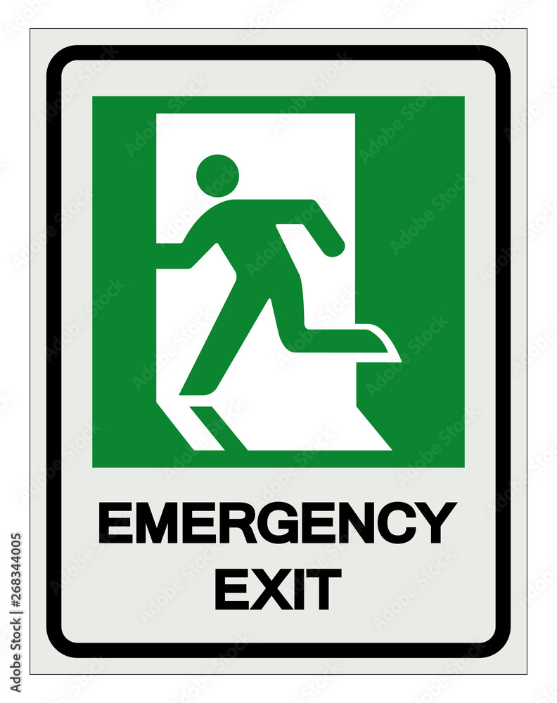 Emergency Exit Symbol Sign, Vector Illustration, Isolate On White Background Label. EPS10 Emergency Exit Symbol Sign, Vector Illustration, Isolate On White Background Label. EPS10