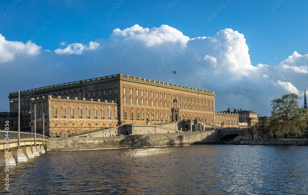 Stockholm Royal Palace in Gamla Stan, Sweden. View of The Royal Palace -  official residence of the Swedish monarch in Stockholm seen from Royal Opera Theater.