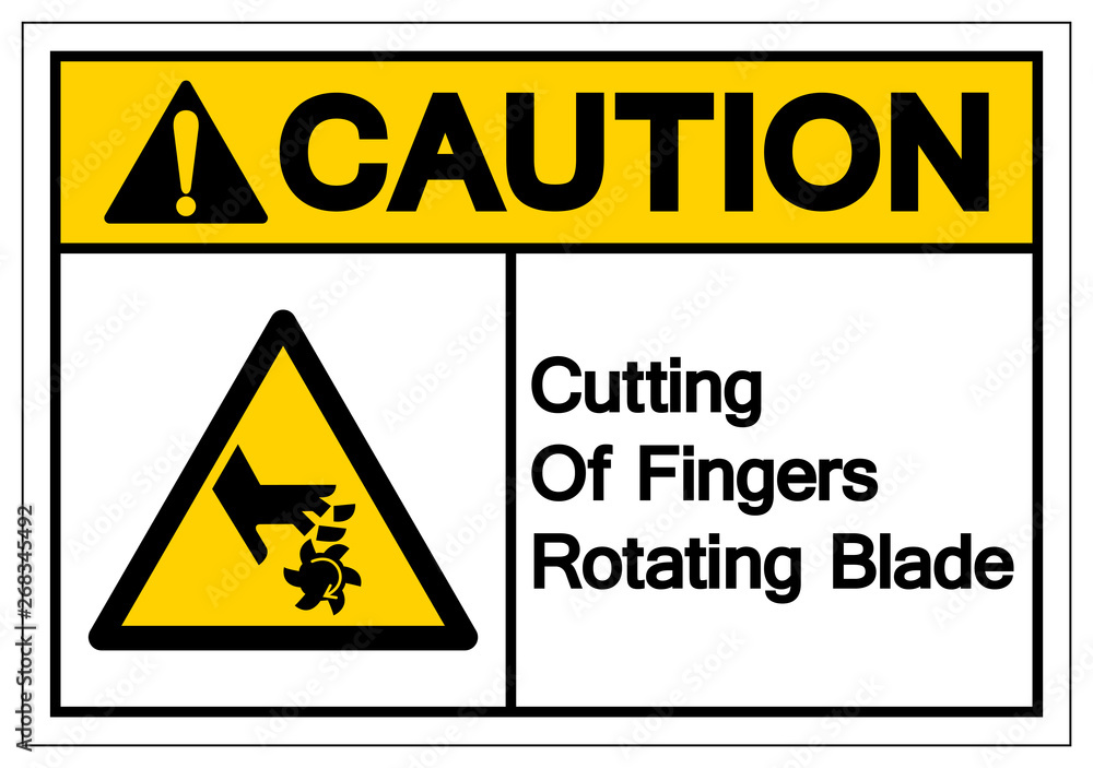 Caution Cutting of Fingers Rotating Blade Symbol Sign, Vector Illustration, Isolate On White Background Label .EPS10 Caution Cutting of Fingers Rotating Blade Symbol Sign, Vector Illustration, Isolate On White Background Label .EPS10