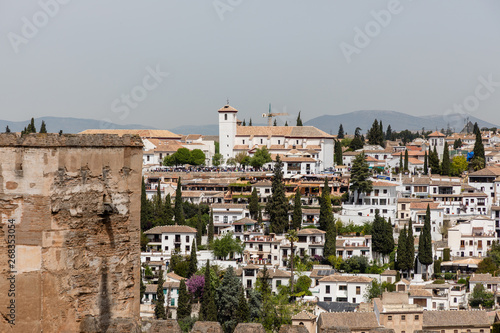 Free transit areas in the outdoor gardens of the Alhambra in Granada, Spain
