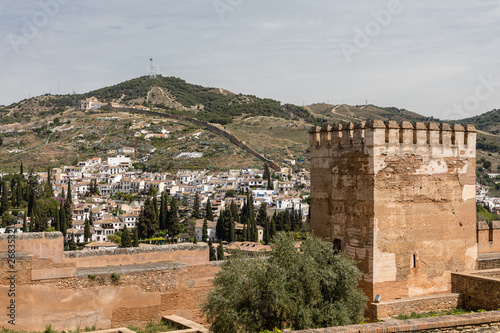 Free transit areas in the outdoor gardens of the Alhambra in Granada, Spain