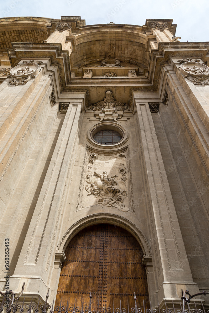 Old buildings of the streets around the cathedral of Granada, in the old town in Granada, Spain