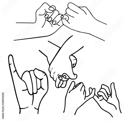 hand gesture  Promise outlines set