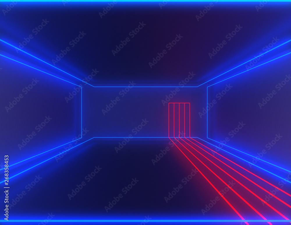 Fototapeta premium 3d neon tunnel abstract background . 3d illustration