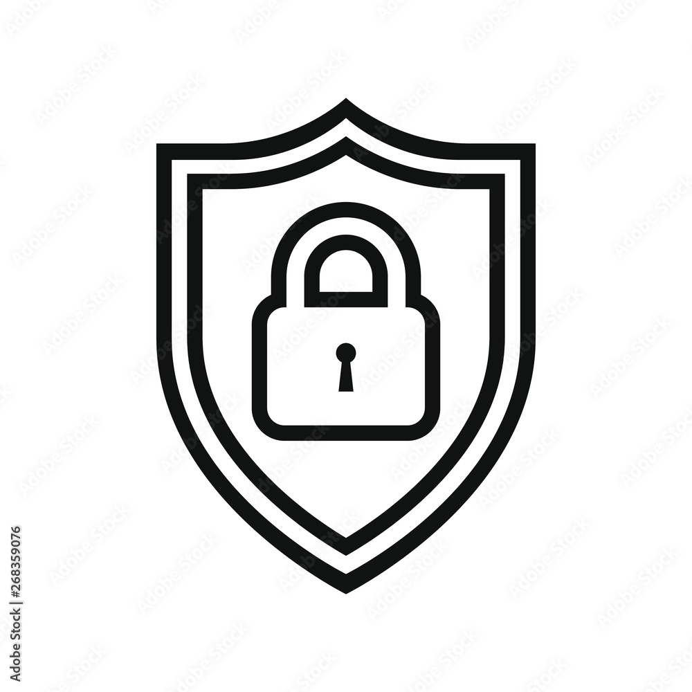 Secure internet icon. Protective shield sign digital security with the image of a padlock. Symbol security protection web. Vector illustration. Secure internet icon. Protective shield sign digital security with the image of a padlock. Symbol security protection web. Vector illustration.
