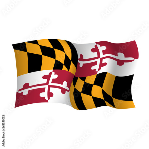 Maryland vector waving flag. USA state symbol. Vector illustration.