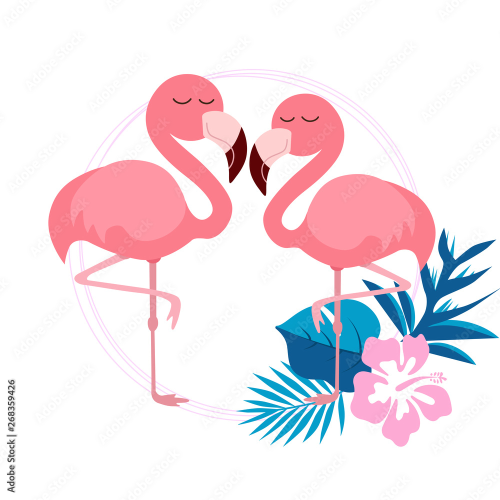 Pink cute pink flamingo vector illustration