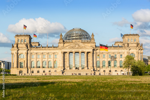 Reichstag Building or German Parliament in Berlin during the day