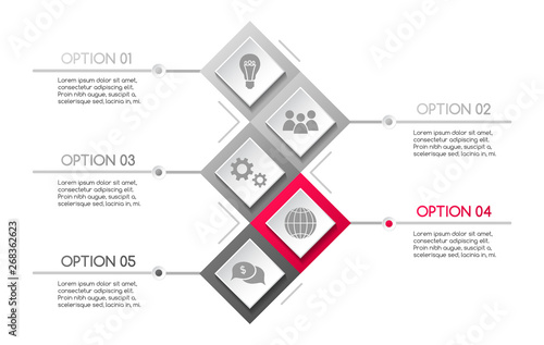 Gray infographic with business icons. Vector