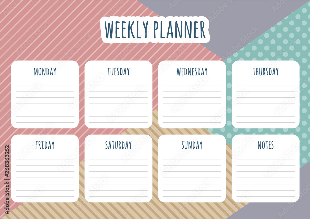 Concept of a weekly planner with abstract geometrical background. Vector Concept of a weekly planner with abstract geometrical background. Vector