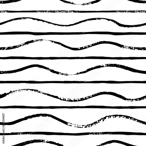 Wave Brush hand draw seamless pattern.