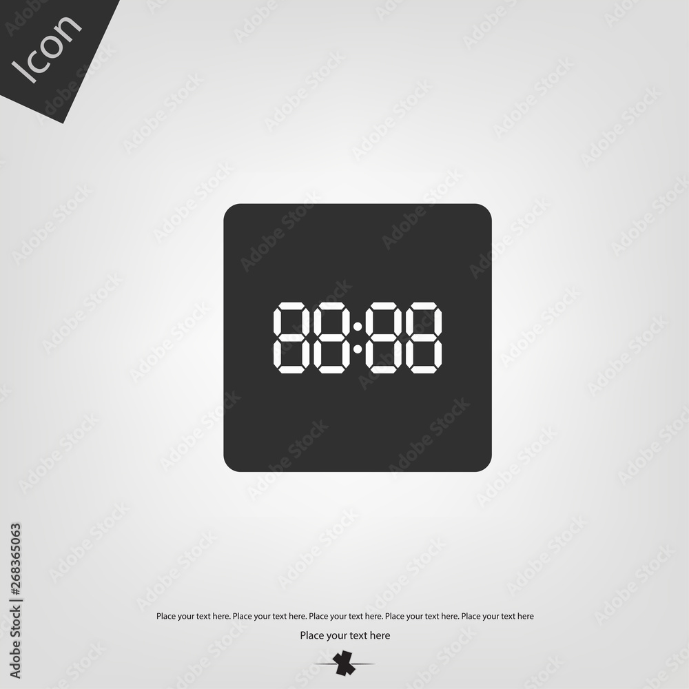 Digital clock icon. Vector illustration sign Digital clock icon. Vector illustration sign