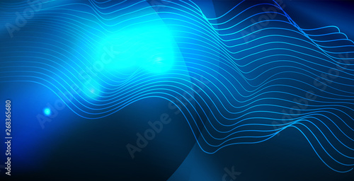 Color neon lights with waves abstract background